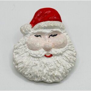 Clay Santa In Red Hat Face Pin Brooch R &‎ D Clayworks 1992